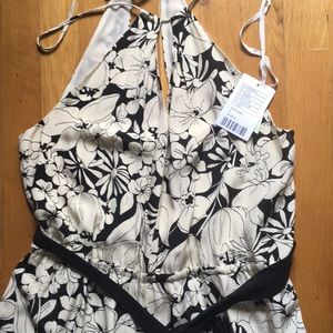 Anthropologie Halter Top Jumpsuit Black and White